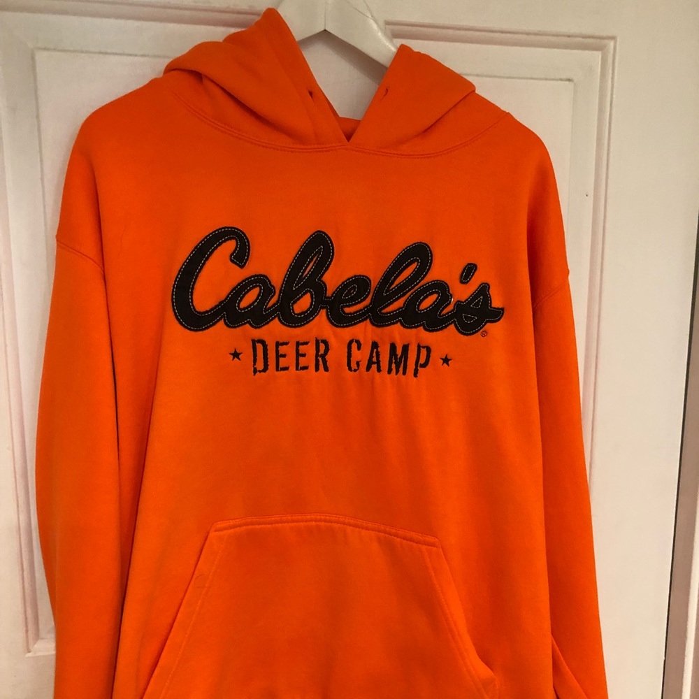 Cabelas florescent orange sweatshirt